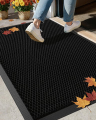 Color&Geometry 24x36 black welcome door mat front view
