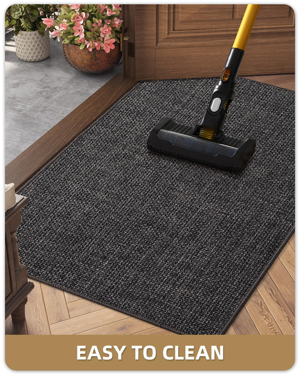 Color&Geometry Door Mat being cleaned with a vacuum