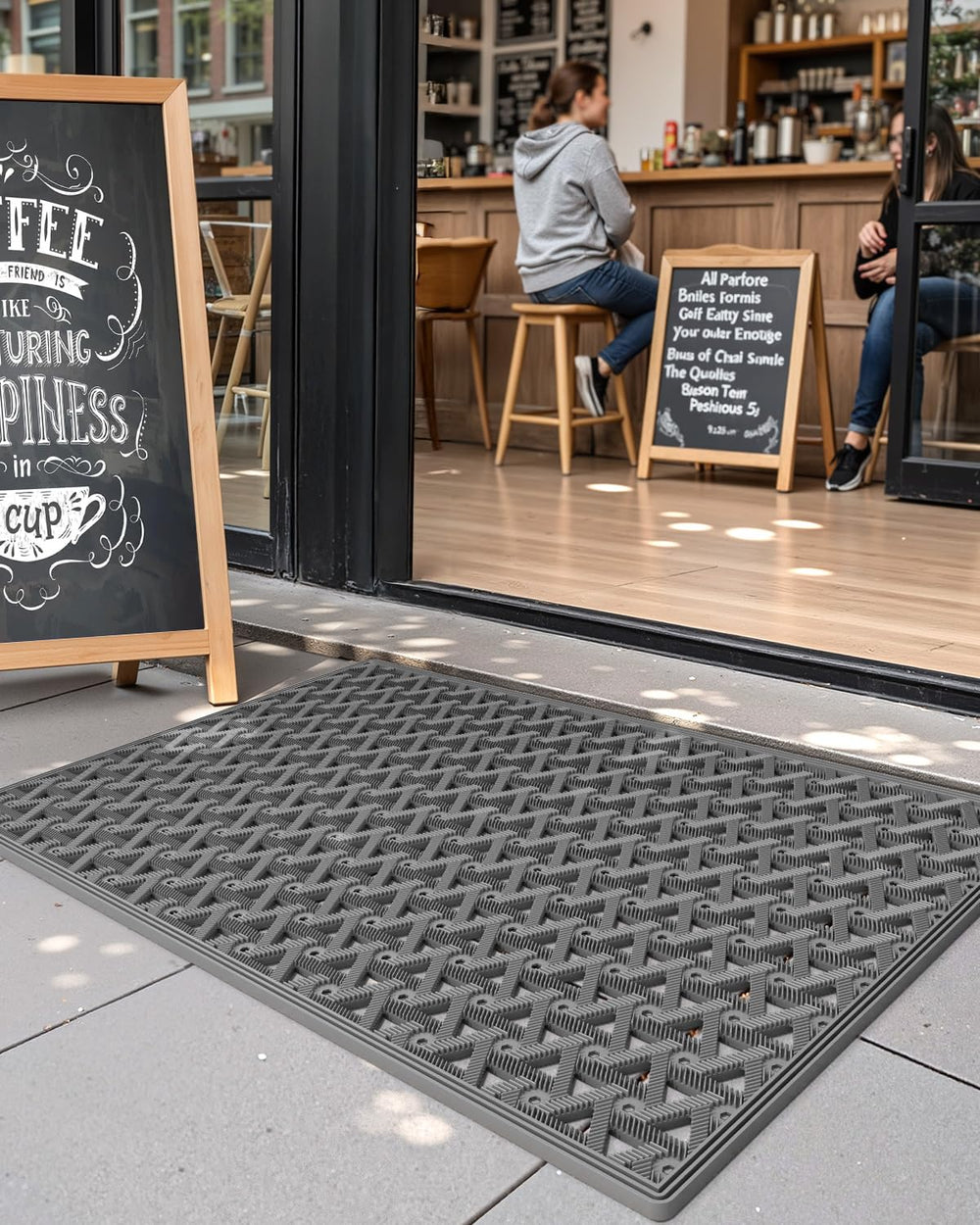 Color&Geometry Door Mat with cleaning instructions