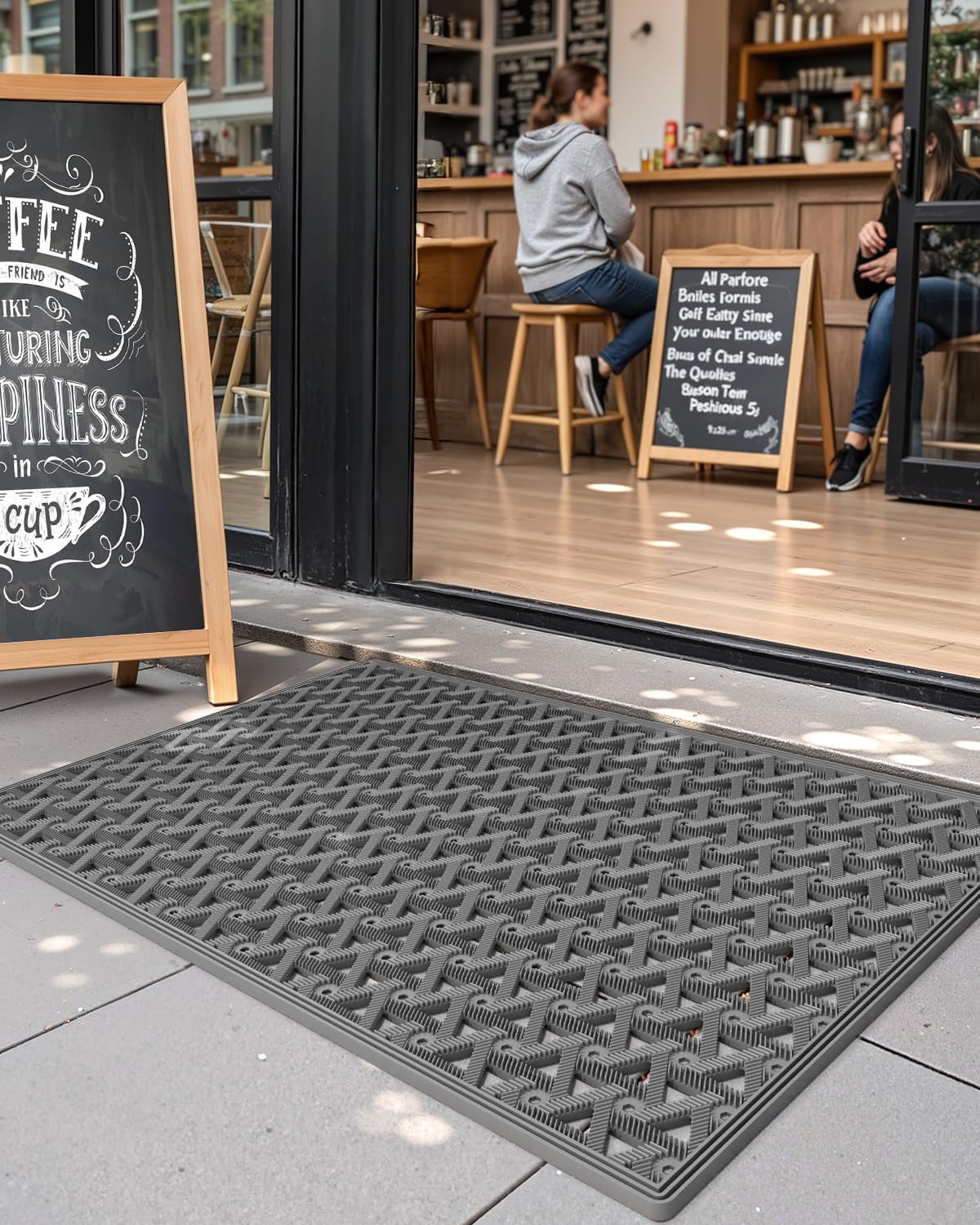 Color&Geometry door mat with label showing dimensions