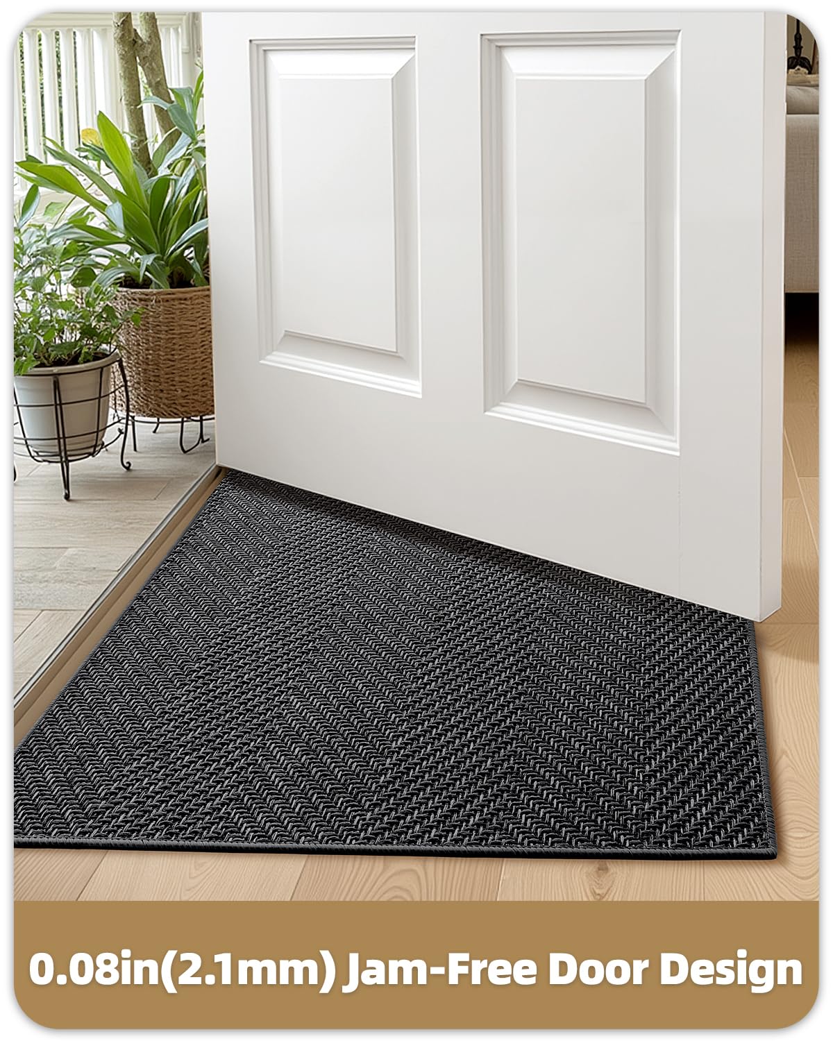Color&Geometry Indoor Door Mat 24x36 Charcoal Grey in hallway