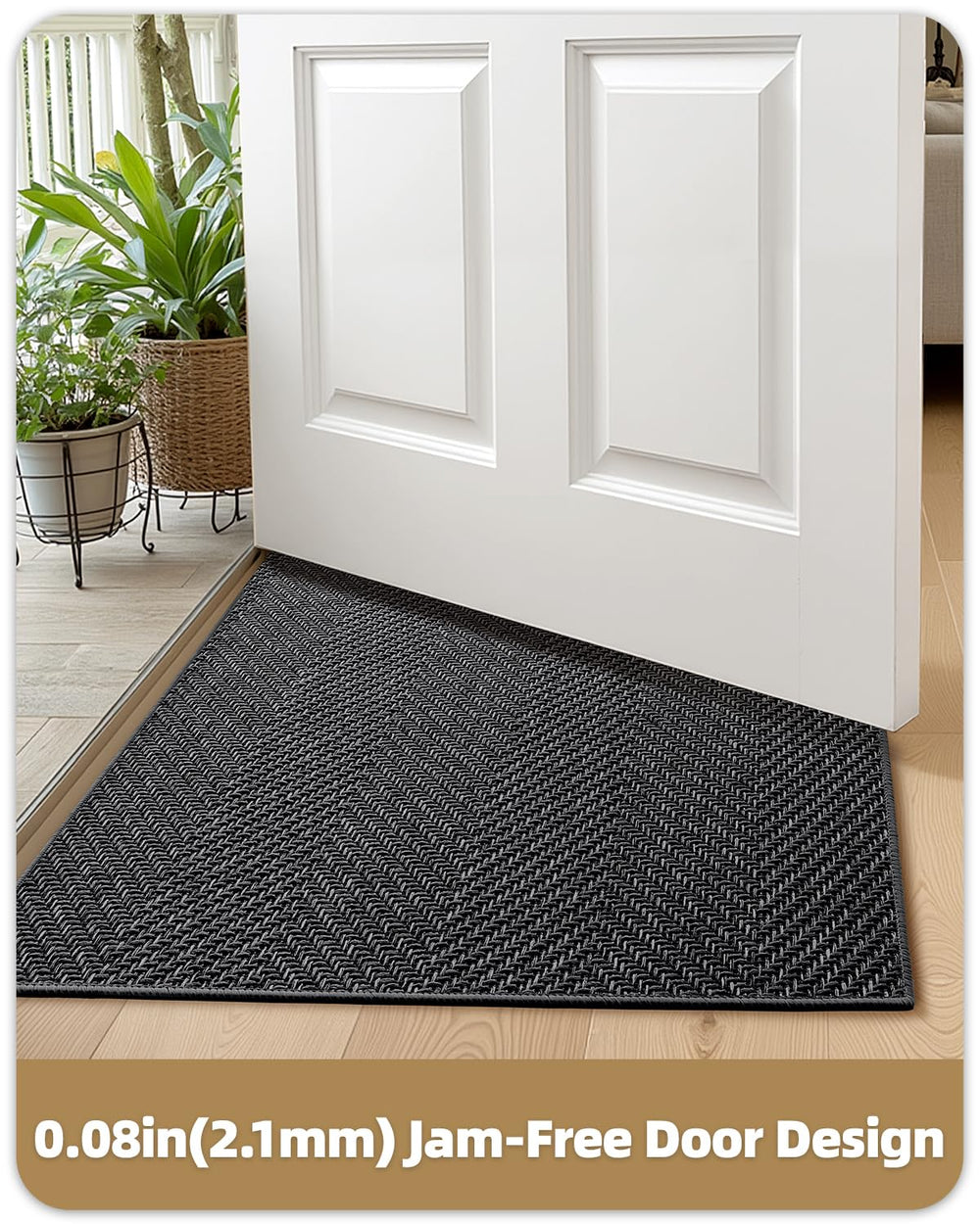 Color&Geometry Indoor Door Mat 24x36 Charcoal Grey in hallway