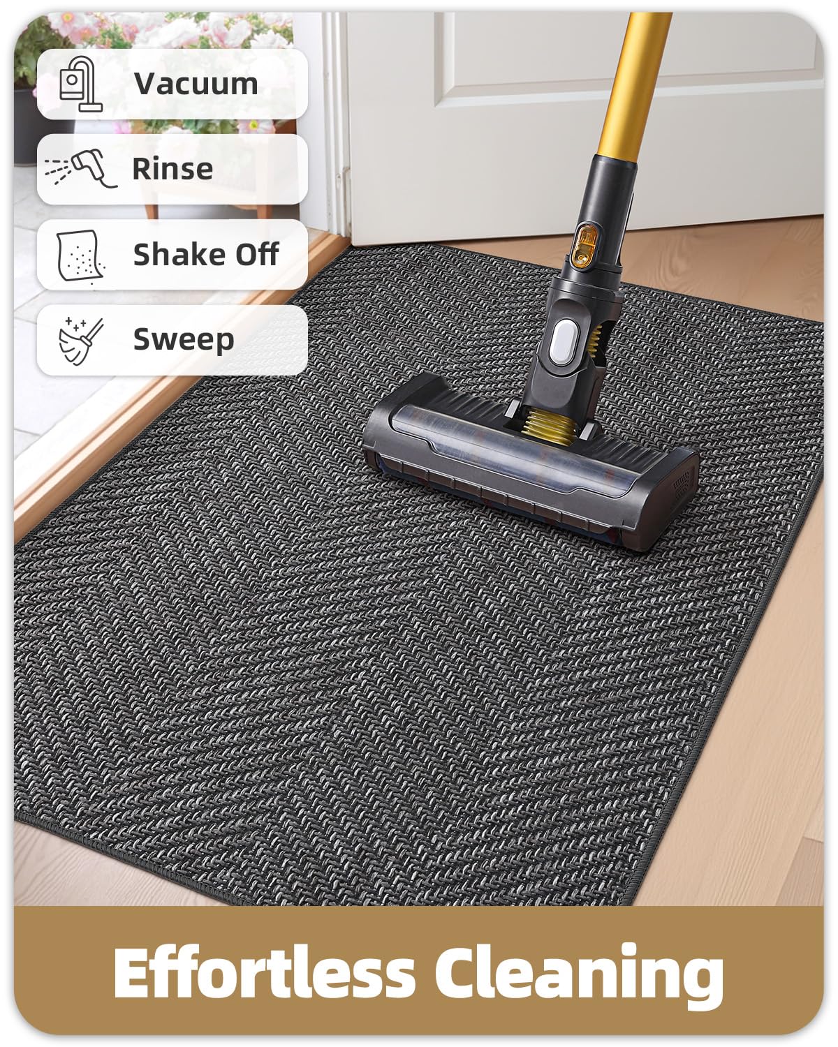 Color&Geometry Indoor Door Mat 24x36 Charcoal Grey in use