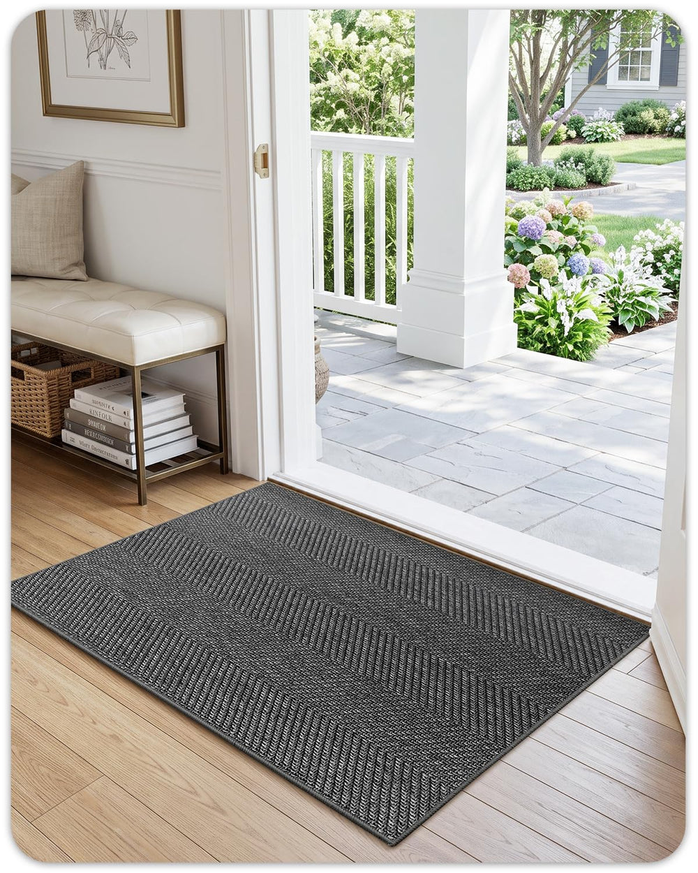 Color&Geometry Indoor Door Mat 24x36 Charcoal Grey packaging