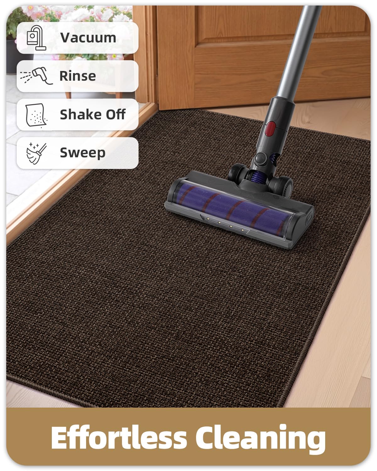 Color&Geometry Indoor Door Mat being cleaned with a vacuum