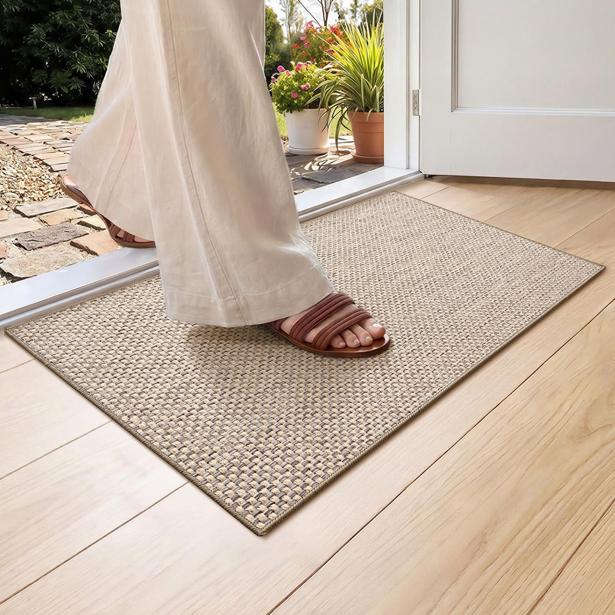 Color&Geometry Indoor Doormat 17"x30" in Heather Khaki