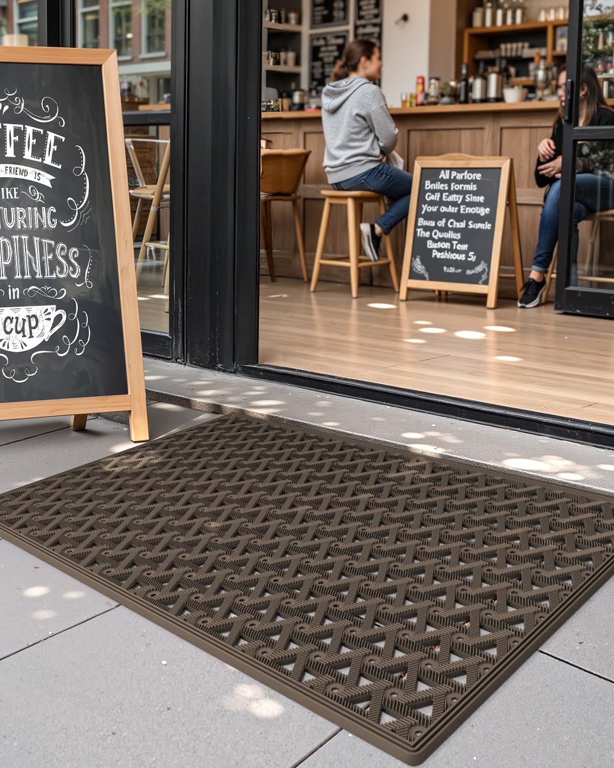 Color&Geometry Outdoor Door Mat with cleaning instructions