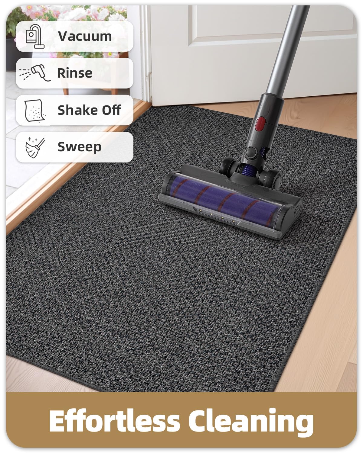 Color&Geometry Ultra-Thin Door Mat rolled up for storage