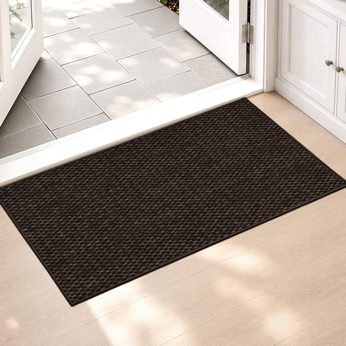 Color&Geometry Ultra-Thin Indoor Door Mat 26x47 Heather Brown front view