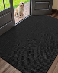 Color&Geometry Ultra-Thin Indoor Door Mat 32"x48" Ebony Black front view