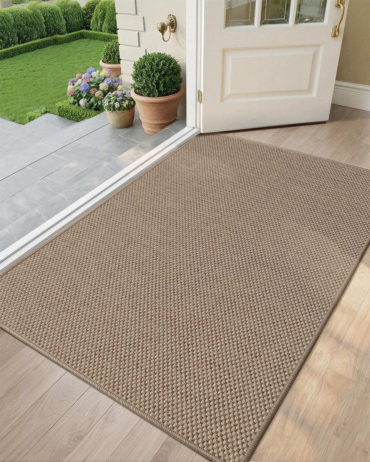 Color&Geometry Ultra-Thin Indoor Door Mat 36"x56" in heather dark beige