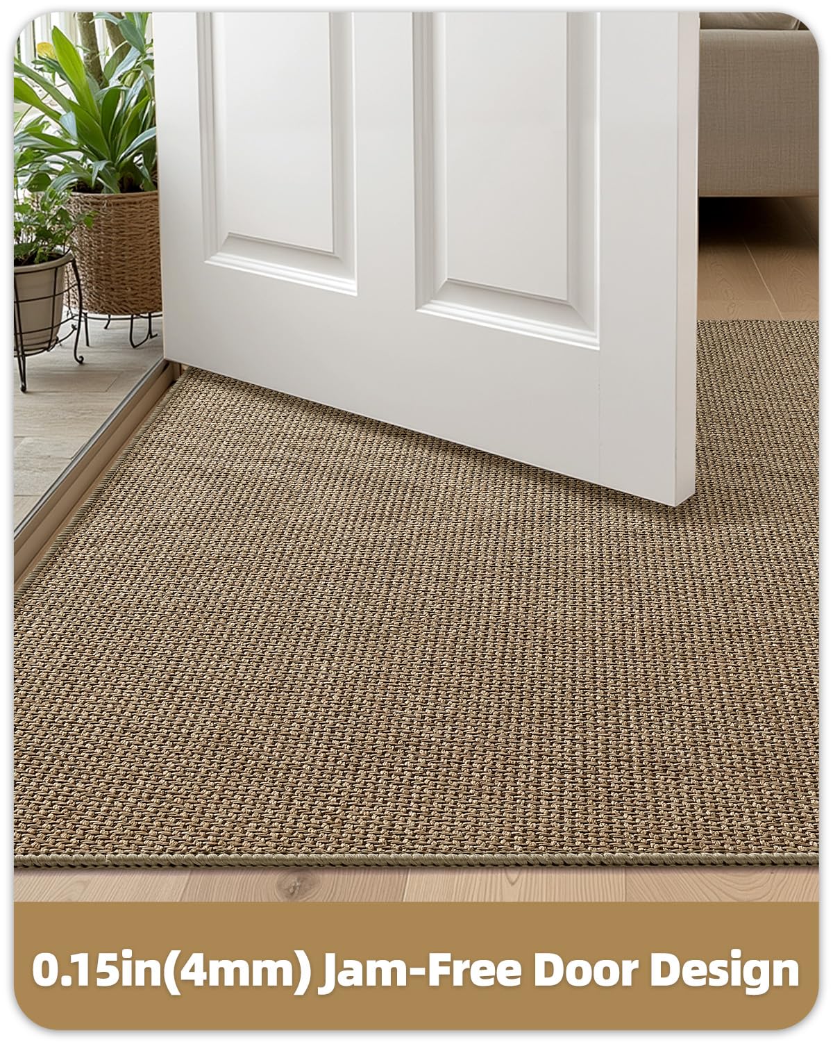 Color&Geometry Ultra-Thin Indoor Door Mat close-up of linen texture