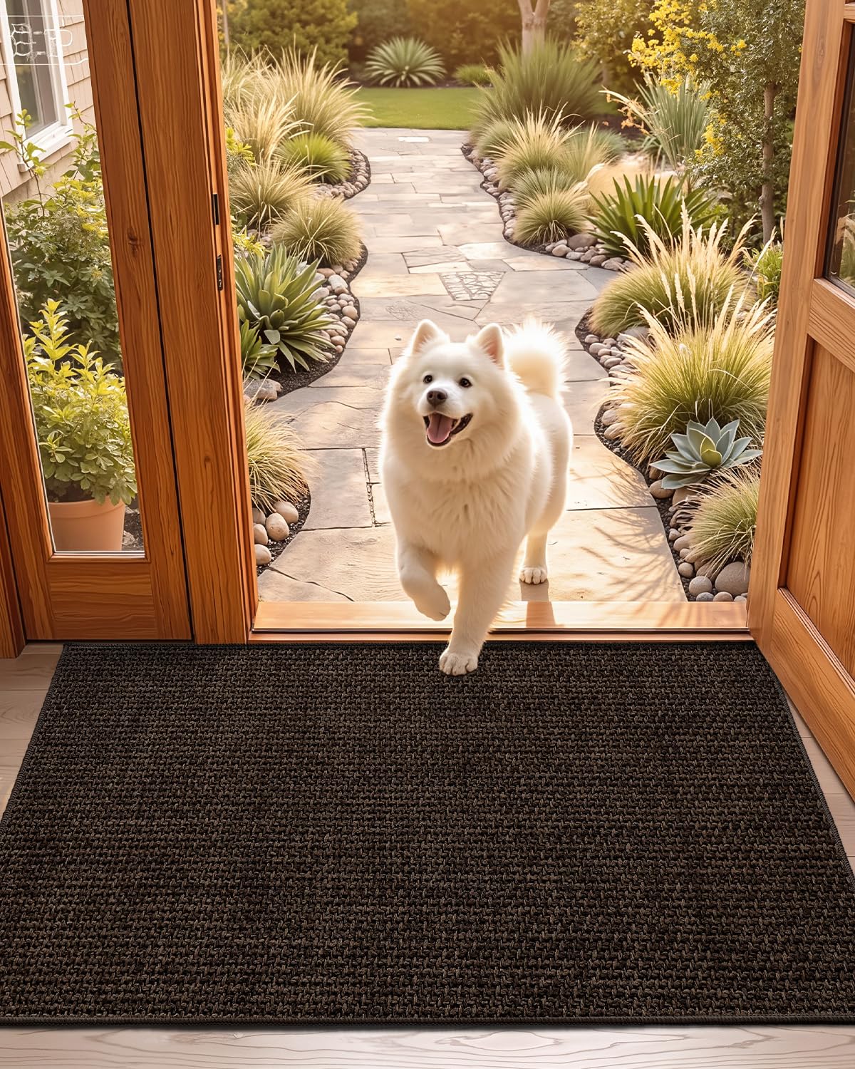 Color&Geometry Ultra-Thin Indoor Door Mat displayed in a modern entryway
