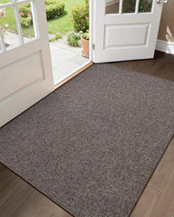 Color&Geometry Ultra-Thin Indoor Door Mat front view Grey-Brown Linen