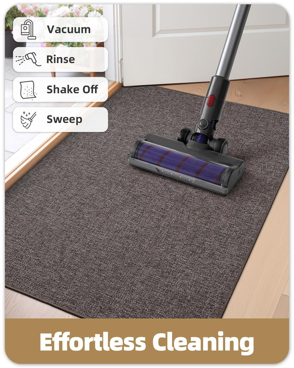 Color&Geometry Ultra-Thin Indoor Door Mat grey-brown linen colour