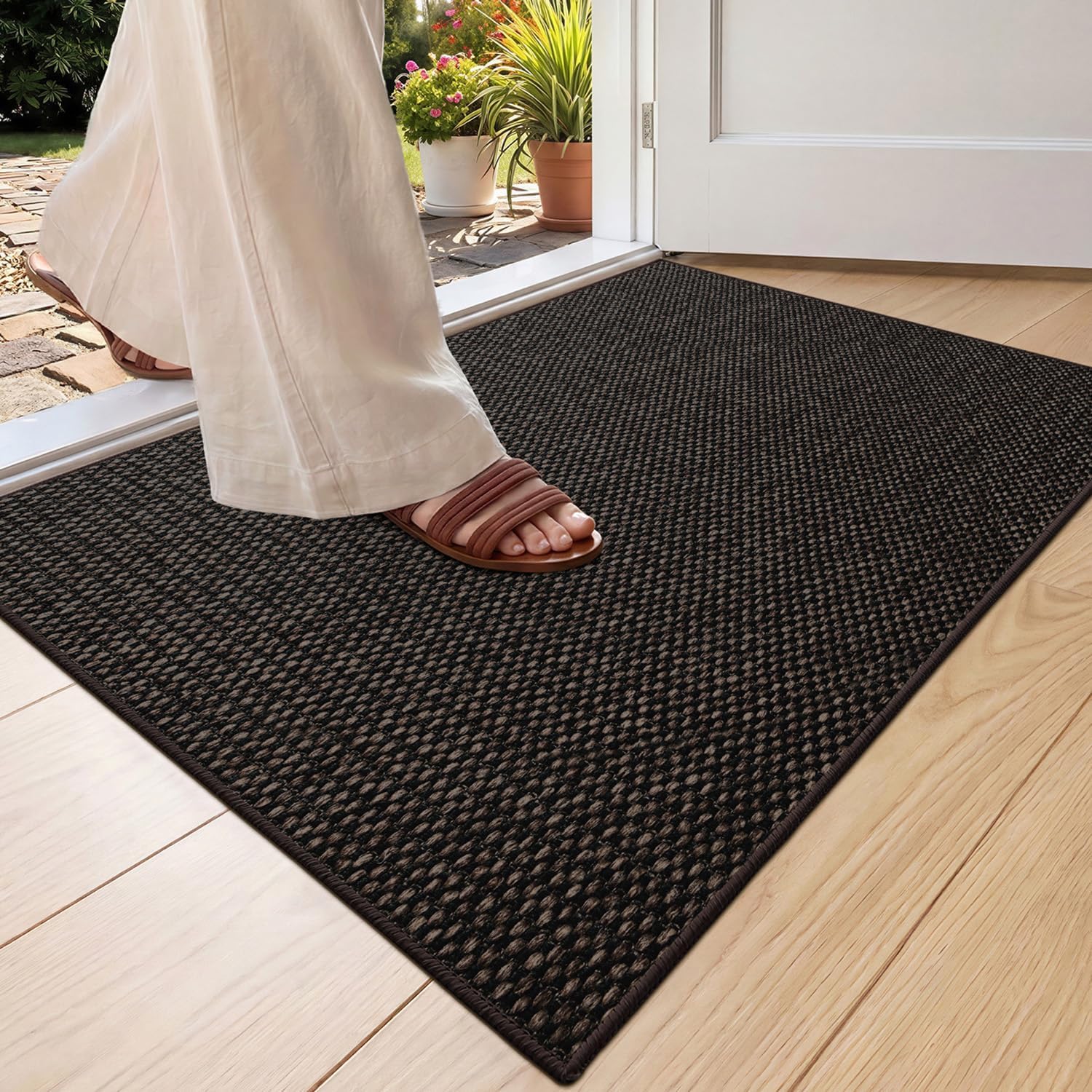 Color&Geometry Ultra-Thin Indoor Door Mat Heather Brown front view