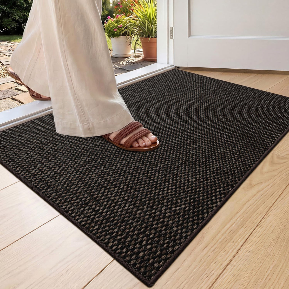 Color&Geometry Ultra-Thin Indoor Door Mat Heather Brown front view