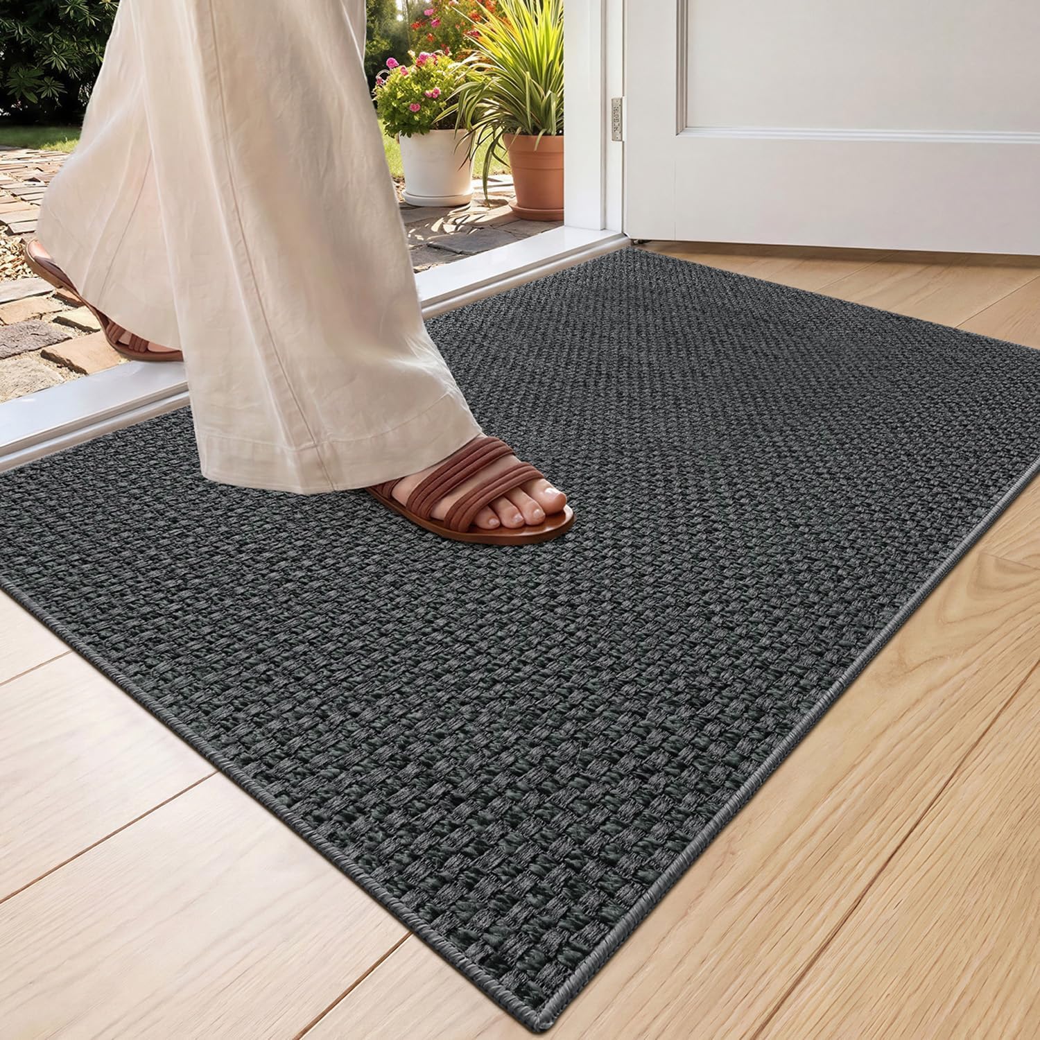 Color&Geometry Ultra-Thin Indoor Door Mat Heather Grey front view