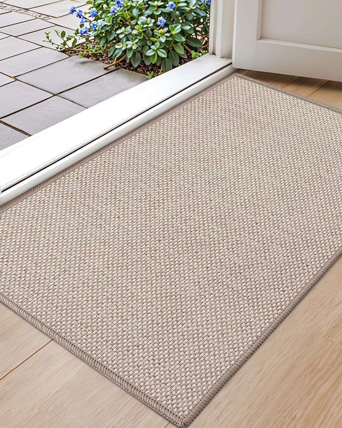 Color&Geometry Ultra-Thin Indoor Door Mat Heather Khaki front view
