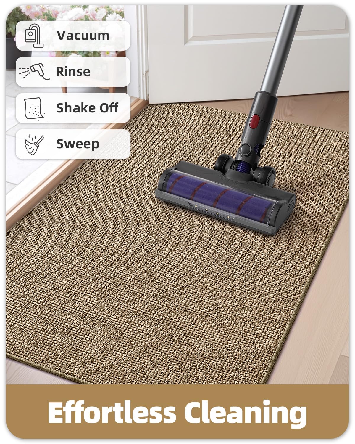 Color&Geometry Ultra-Thin Indoor Door Mat in khaki colour