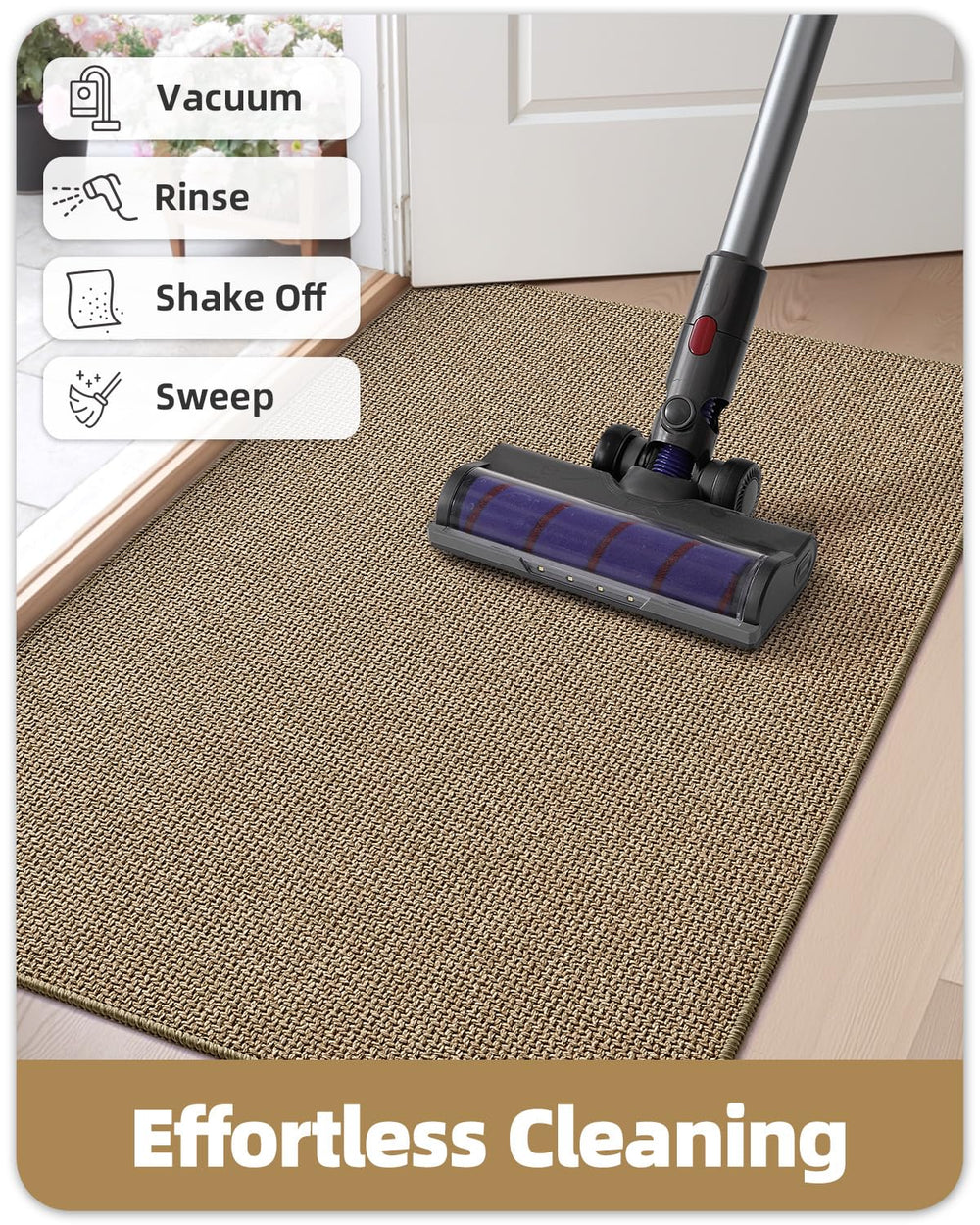 Color&Geometry Ultra-Thin Indoor Door Mat in khaki colour