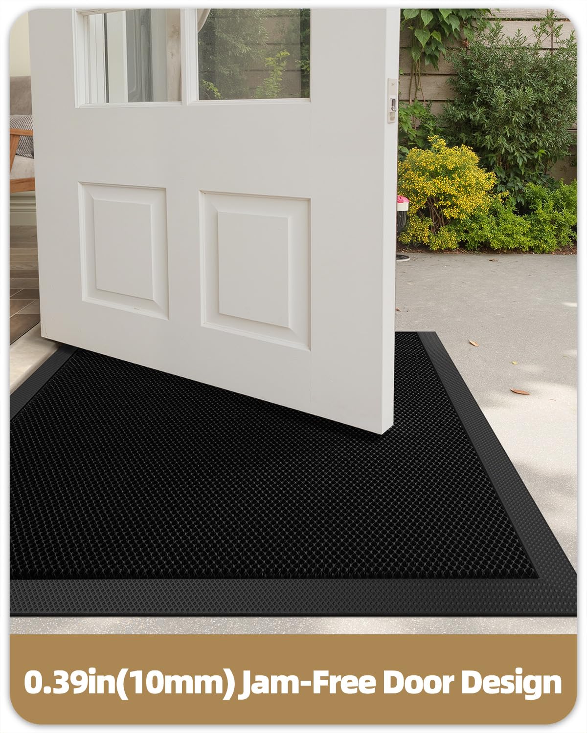 Color&Geometry welcome door mat being cleaned with a hose