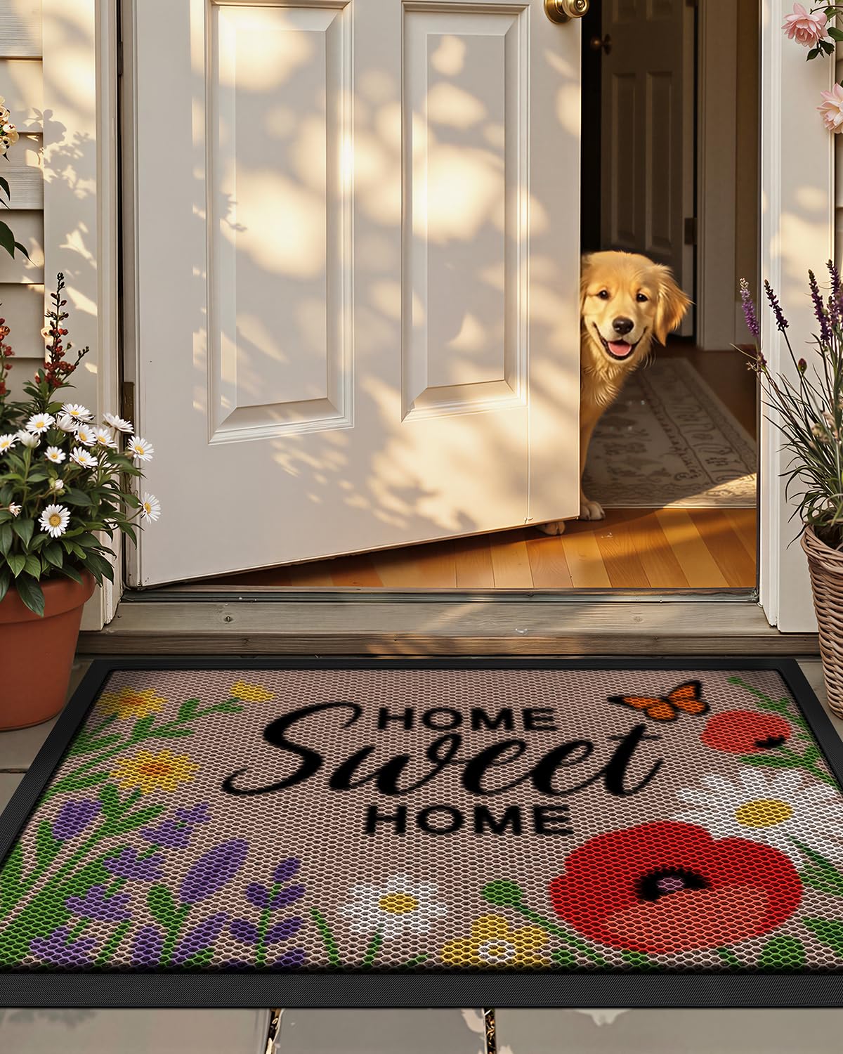 Color&Geometry Welcome Door Mat in a compact entrance