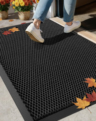 Color&Geometry Welcome Front Door Mat, 24x36, Black Grey front view