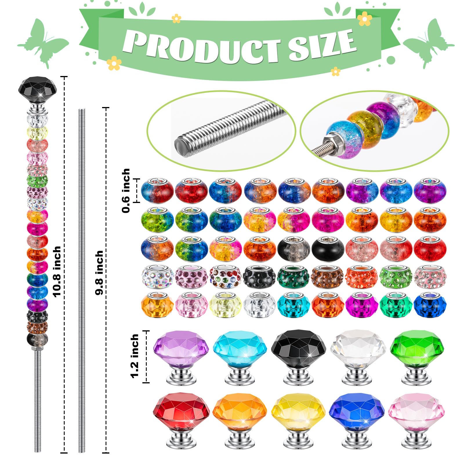 Colorful assortment of round large hole beads from KVCSYAW