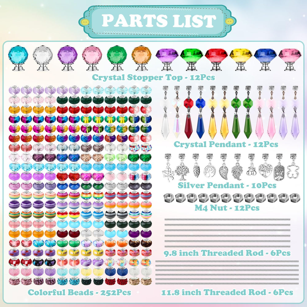 Colorful crystal pendants and tops included in the UFU Fairy Wand Kit