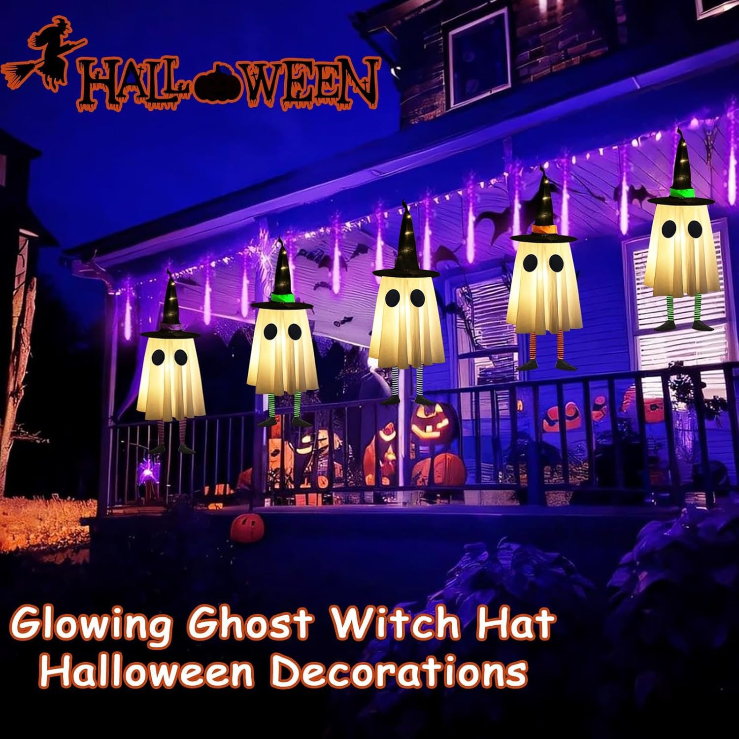 Colorful CYSKXYI Halloween decorations in a garden