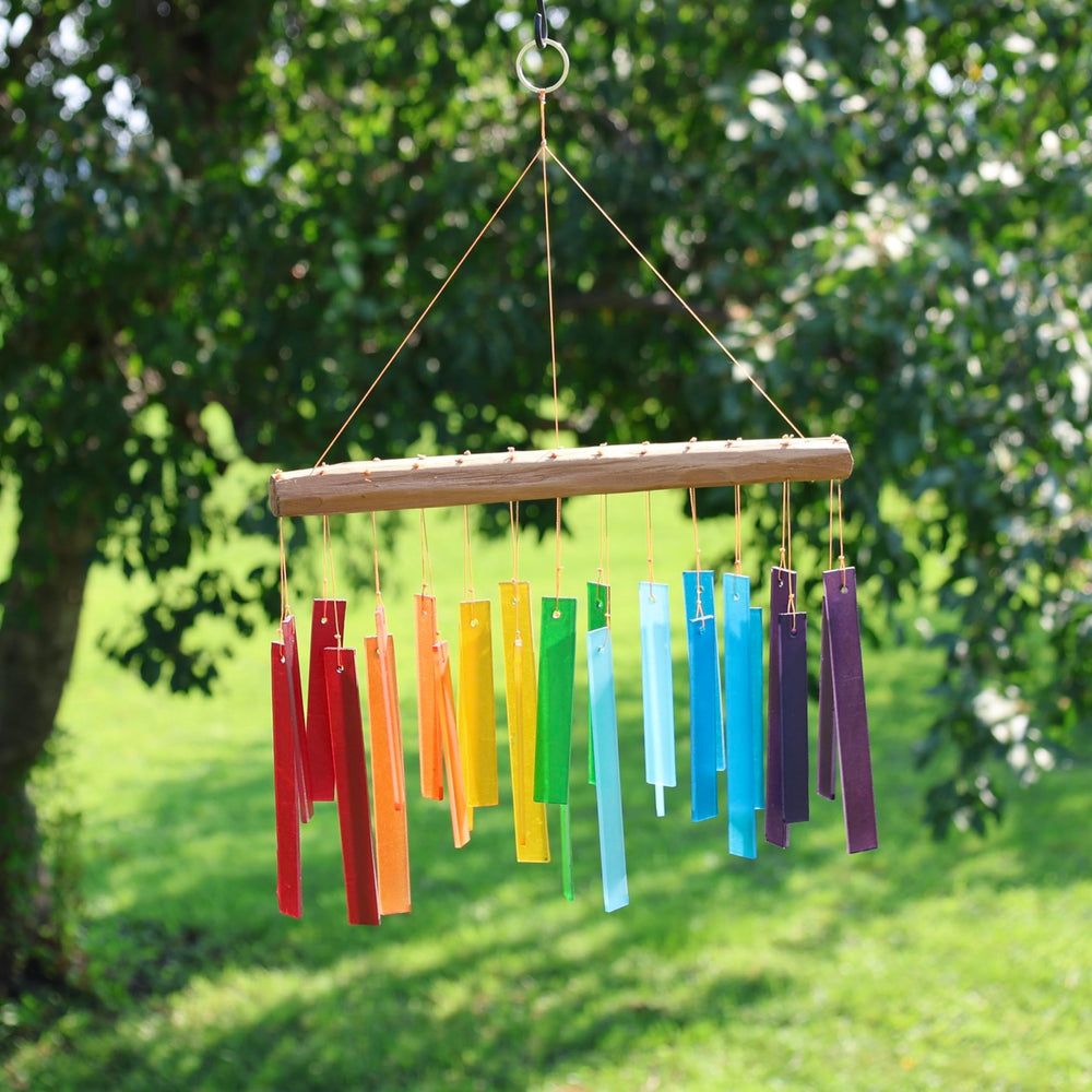 Colorful light cast by the chime indoors