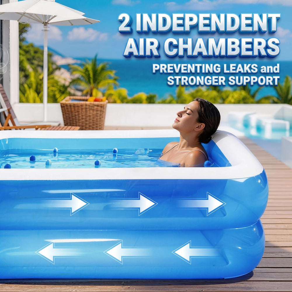 Colorfun inflatable pool construction detail, highlighting thick PVC material