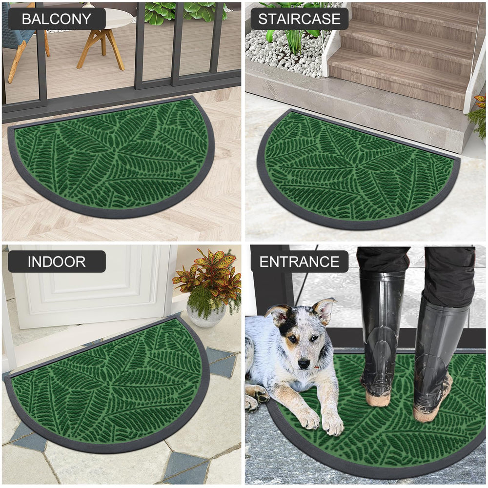 Colorxy Half Circle Waterproof Door Mat being cleaned with a hose
