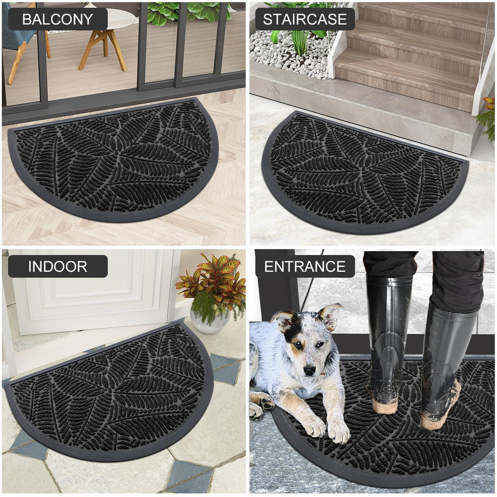 Colorxy Half Circle Waterproof Door Mat being cleaned with a hose