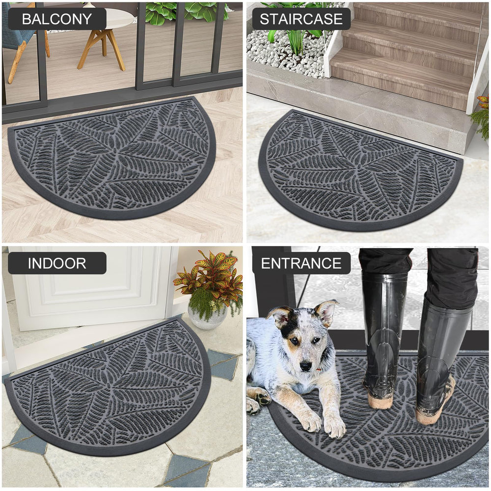 Colorxy Half Circle Waterproof Door Mat being rinsed with a hose