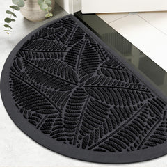 Colorxy Half Circle Waterproof Door Mat front view, black color