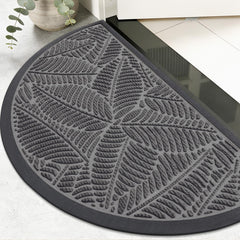 Colorxy Half Circle Waterproof Door Mat front view, light grey