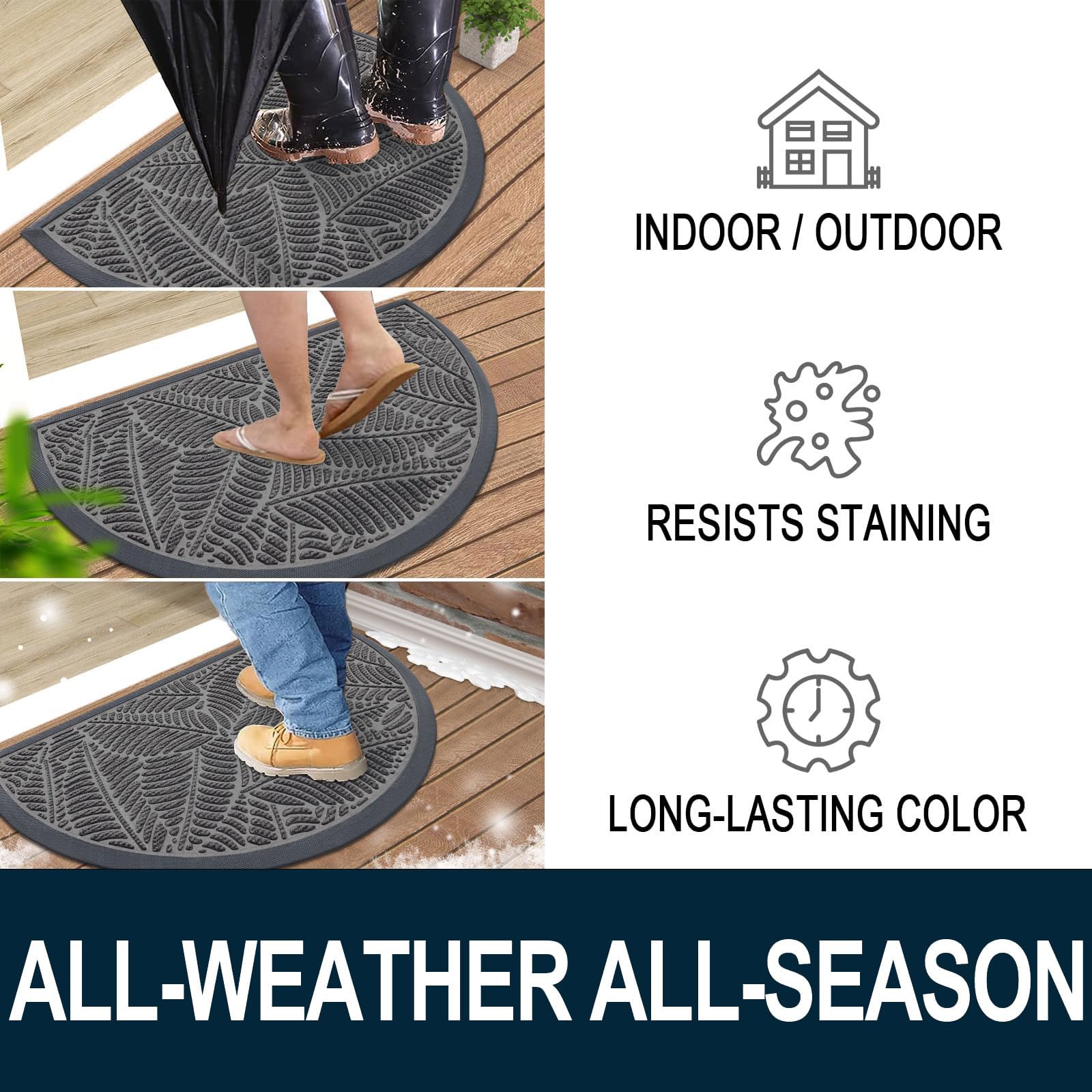 Colorxy Half Circle Waterproof Door Mat in use at an entryway