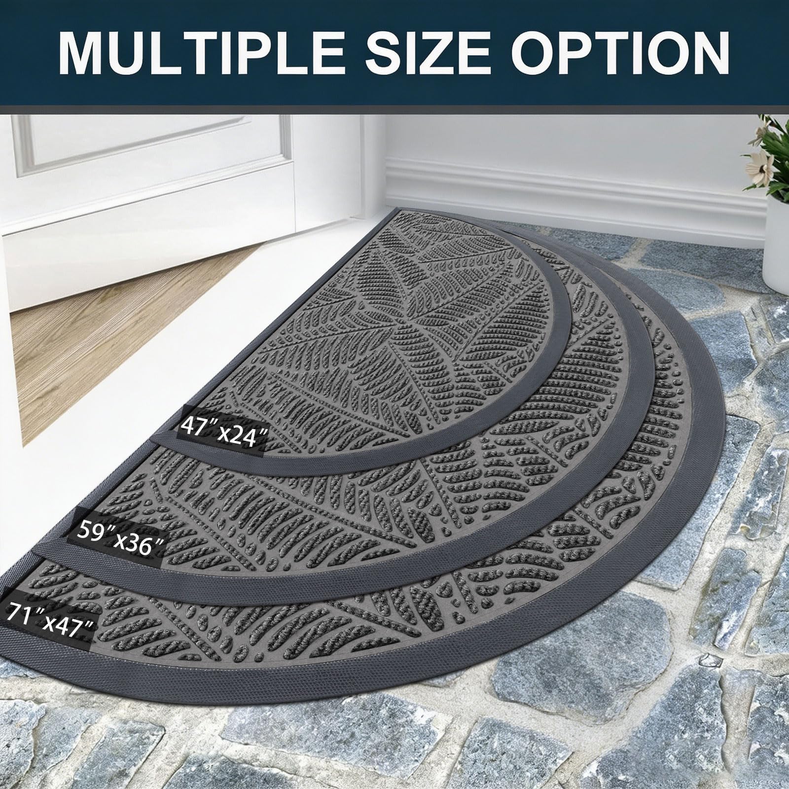Colorxy Half Circle Waterproof Door Mat packaged for delivery