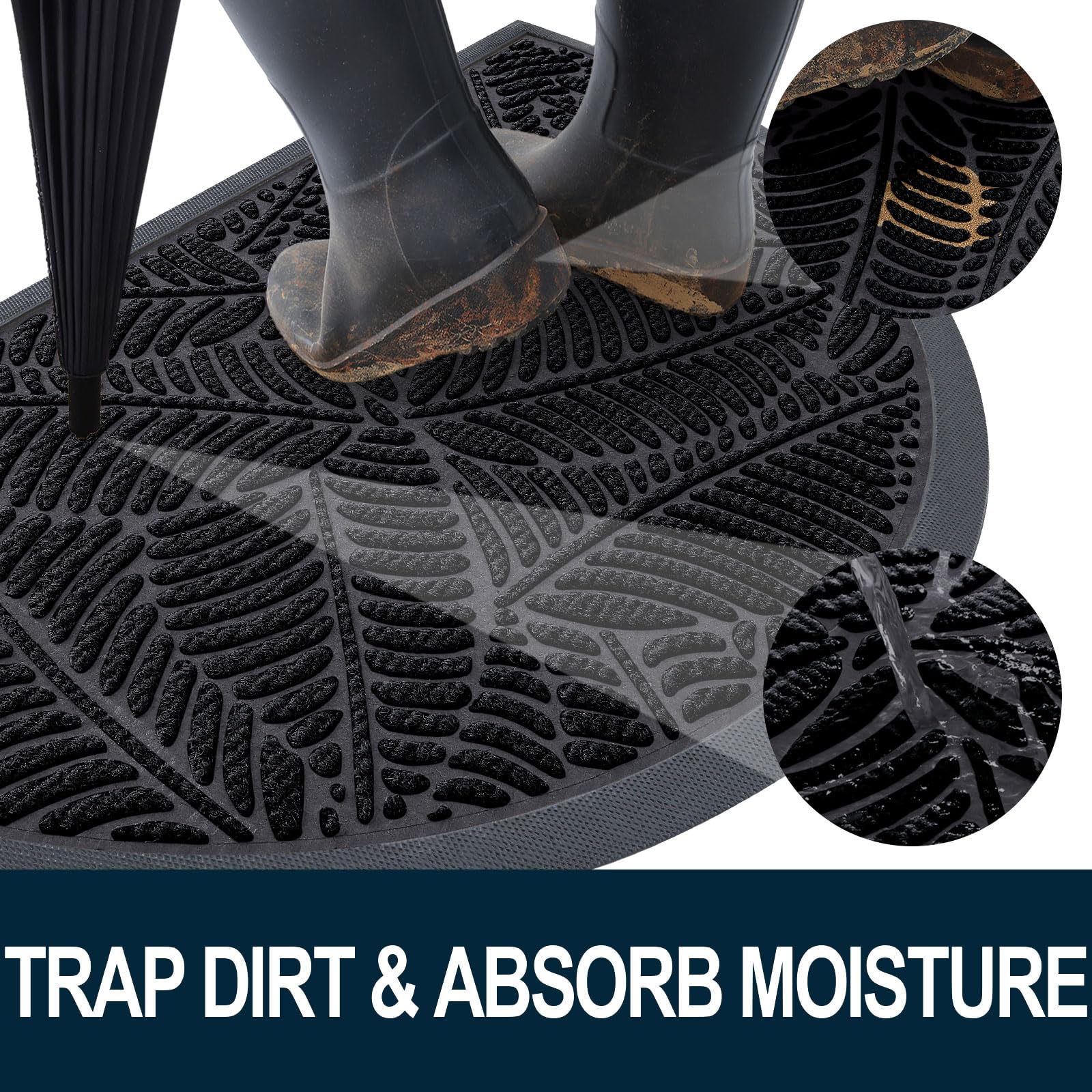 Colorxy Half Circle Waterproof Door Mat showing deep grooves for dirt absorption
