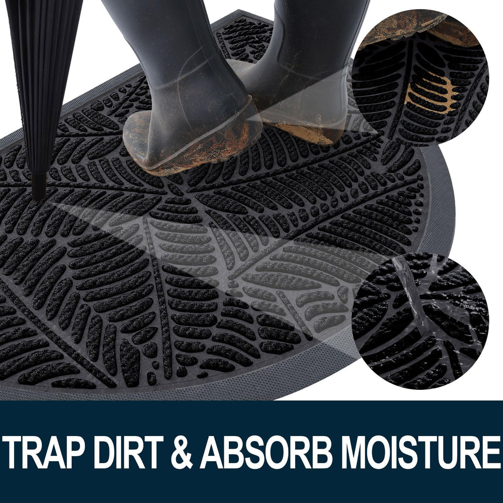 Colorxy Half Circle Waterproof Door Mat showing deep grooves for dirt absorption