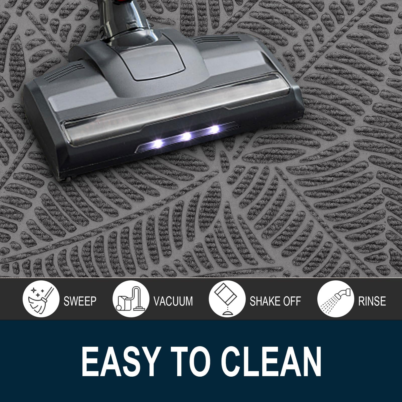 Colorxy Half Circle Waterproof Door Mat showing dirt absorption features