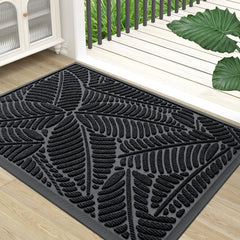 Colorxy Waterproof Front Doormat, black, front view