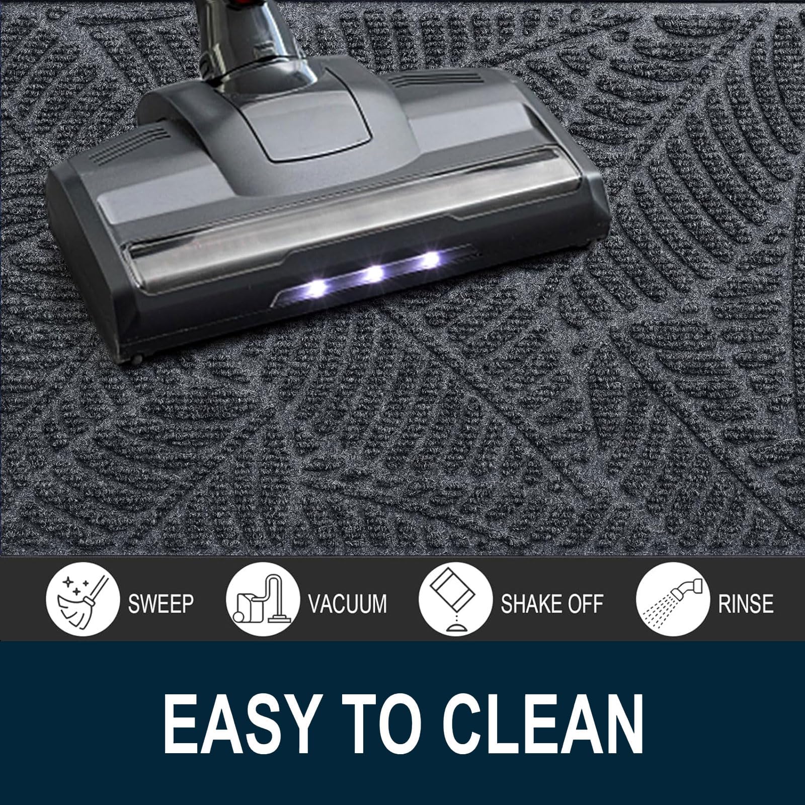 Colorxy Waterproof Front Doormat Grey edge detail