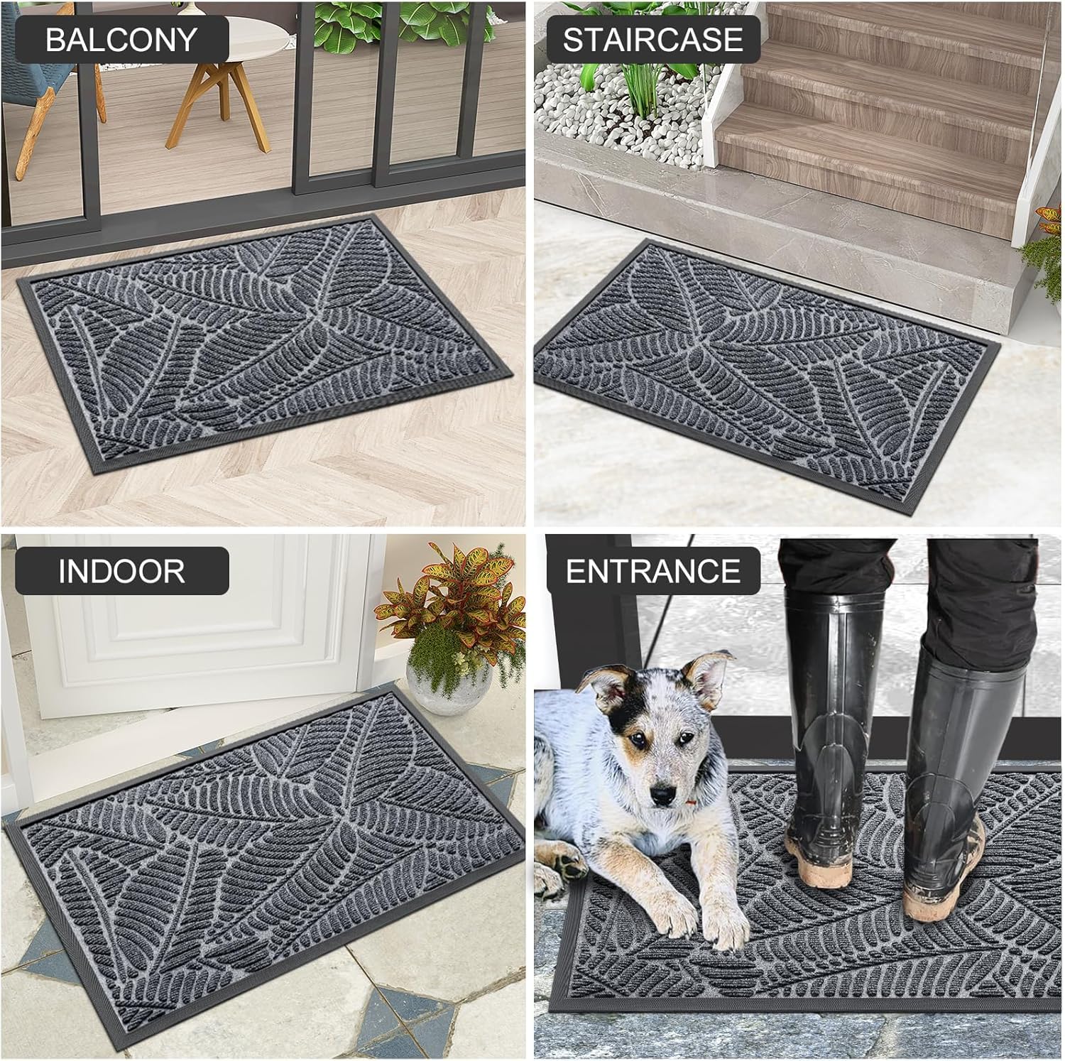 Colorxy Waterproof Front Doormat Grey in indoor hallway