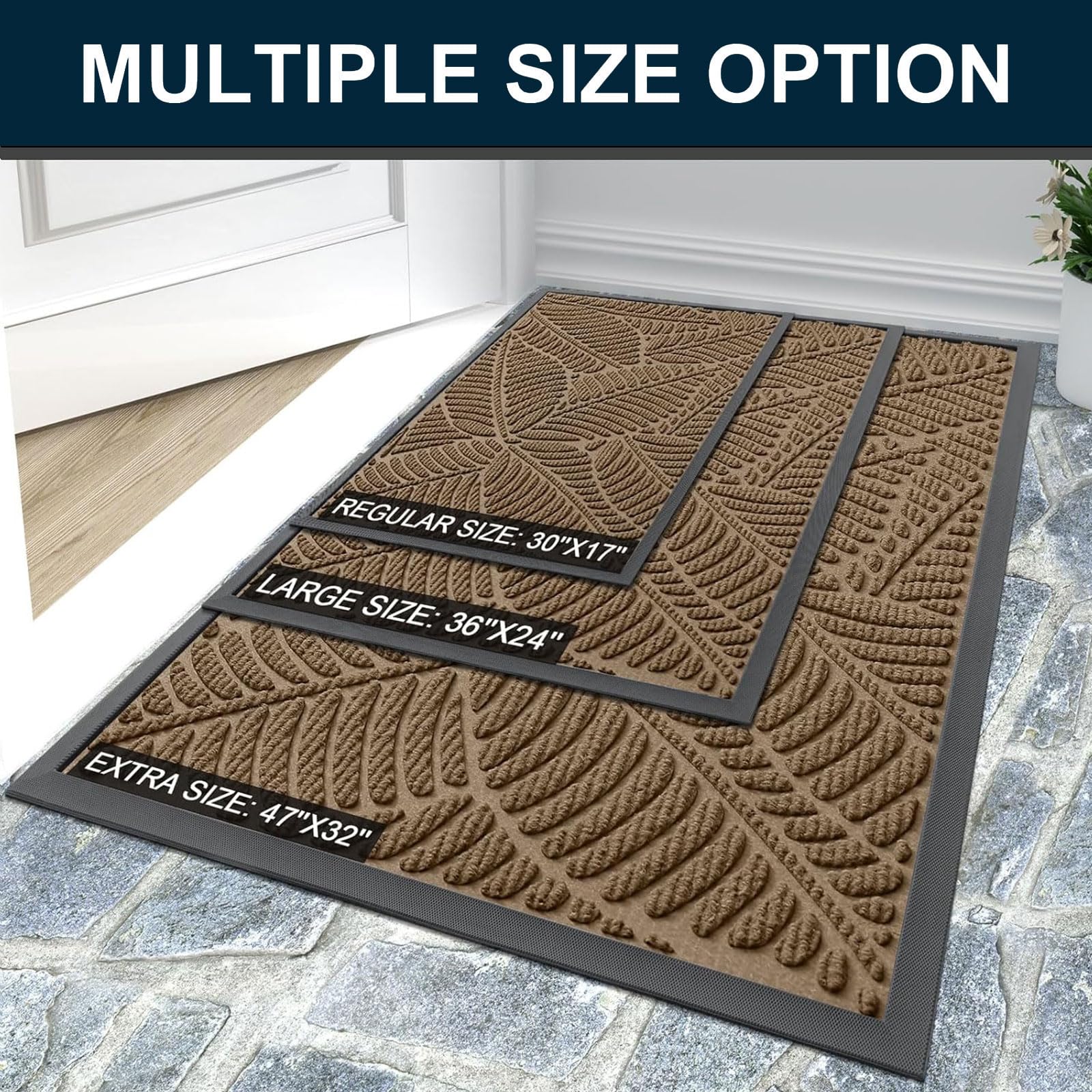 Colorxy Waterproof Front Doormat light brown in high-traffic area