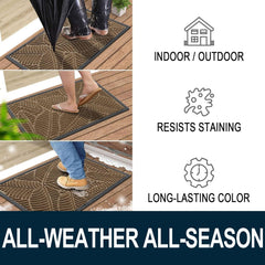 Colorxy Waterproof Front Doormat light brown in outdoor setting