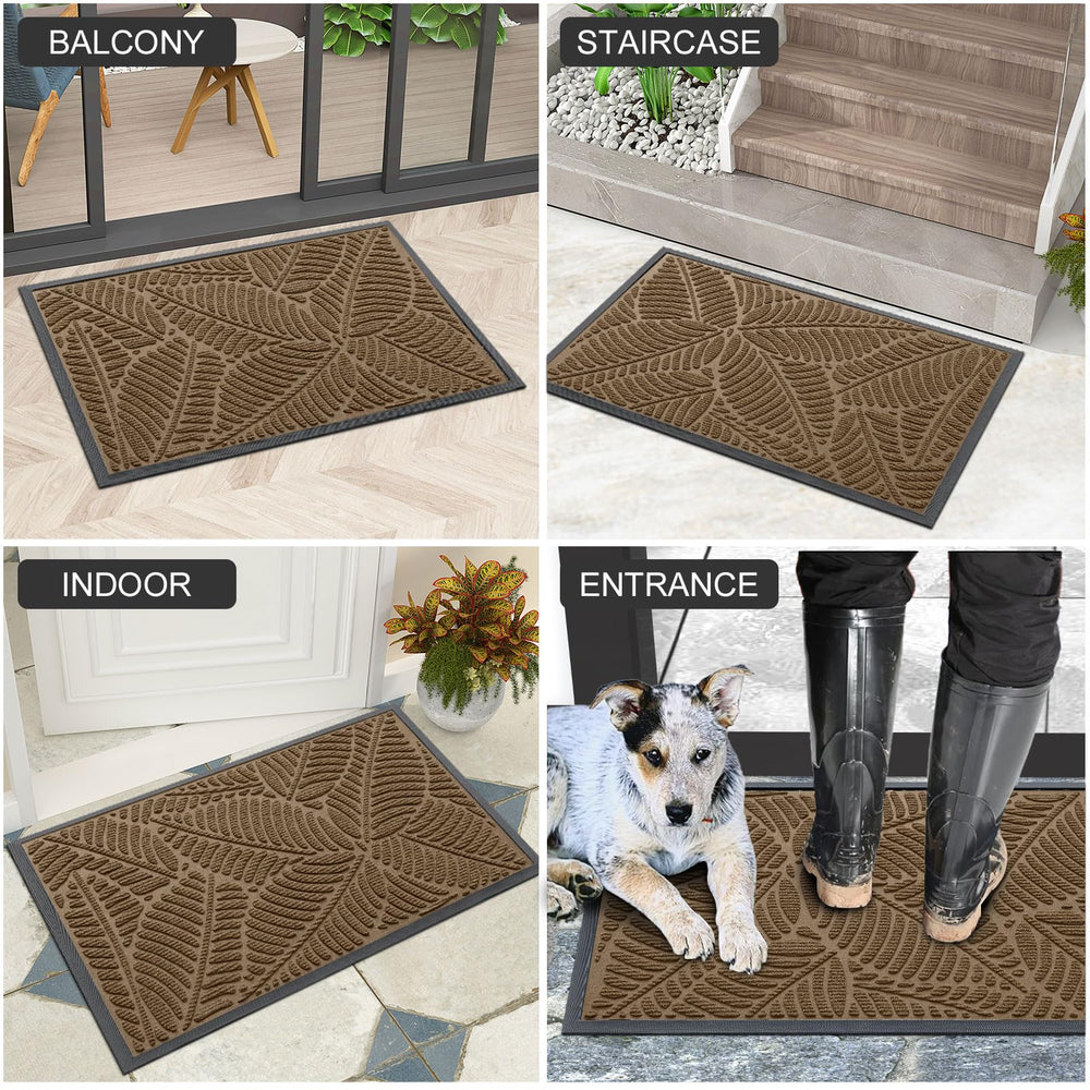 Colorxy Waterproof Front Doormat light brown rubber backing