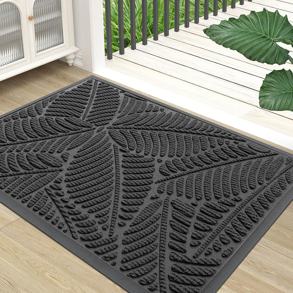 Colorxy Waterproof Front Doormat light grey front view